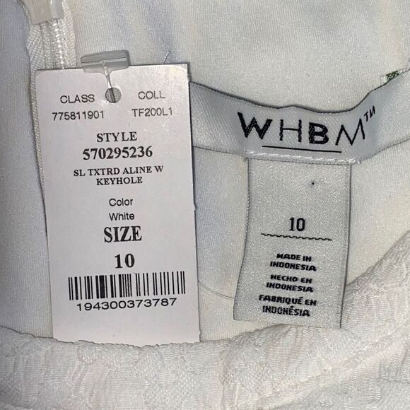 WHBM NWT White Matte Floral Knee-Length Dress Baptism Occasionwear Summer Sz 10 - Picture 6 of 7